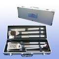 6pc Stainless Steel BBQ Set in Aluminum Case - Screened